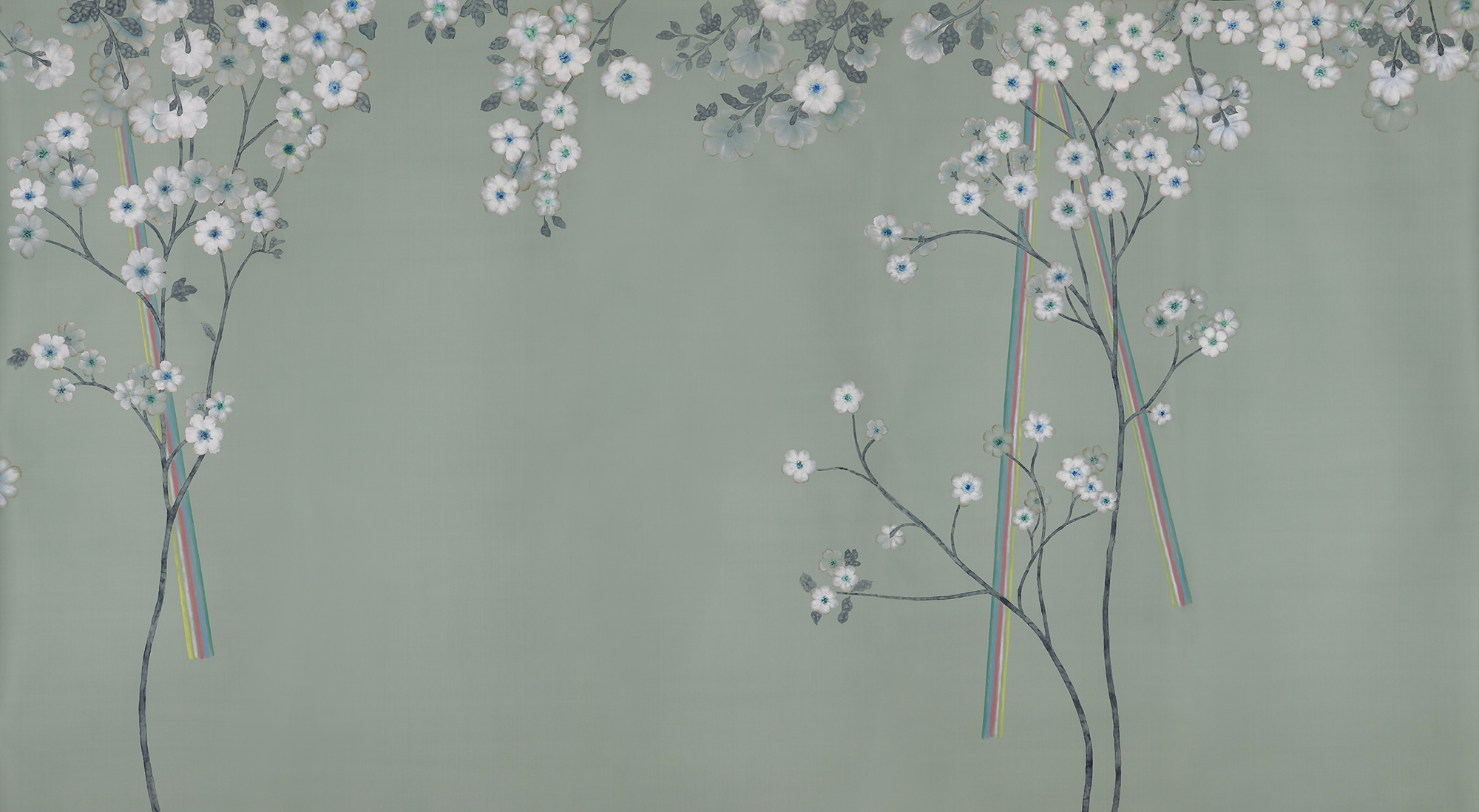 Обои ручная роспись Anemones in Light Daybreak on Blue Grey dyed silk Обои ручная роспись Anemones in Light Daybreak on Blue Grey dyed silk - постер Loft-Concept в Липецке