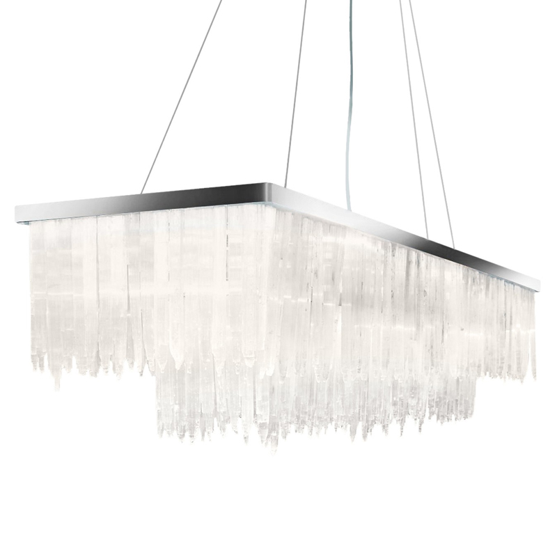 Люстра LAMP SELENITE RECT chromium 130 Прозрачный белый Хром Люстра LAMP SELENITE RECT chromium 130 Прозрачный белый Хром в Липецке | Loft Concept