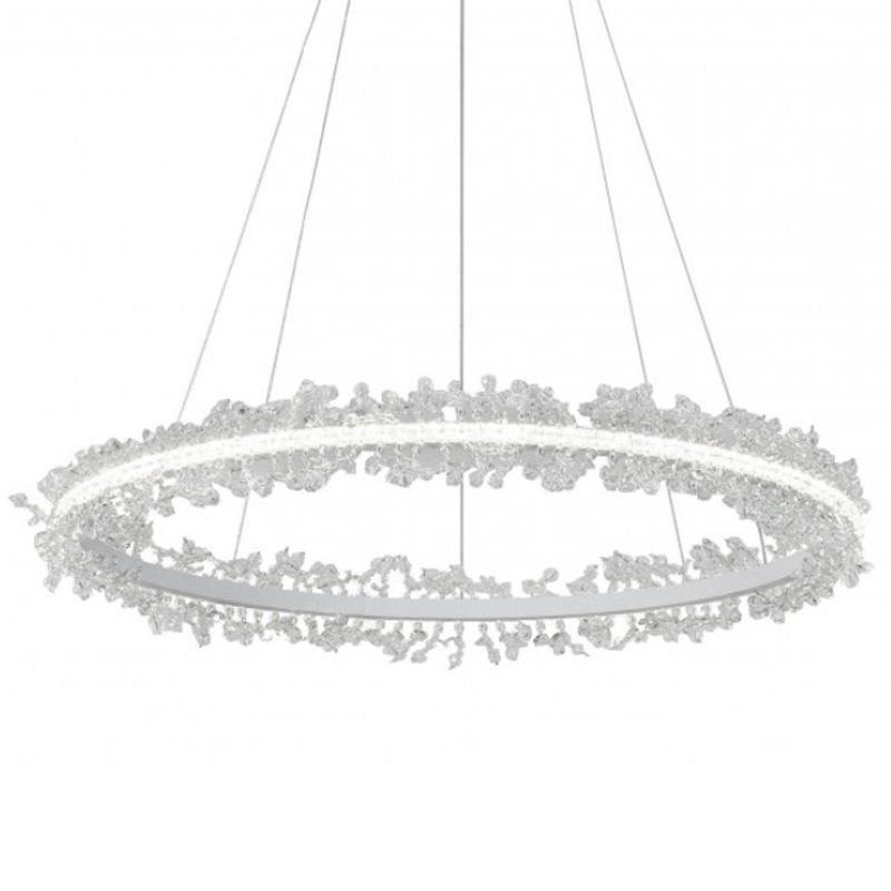 Crystal round chandelier Светильник Белое Кольцо из Хрусталя Прозрачный Латунь Crystal round chandelier Светильник Белое Кольцо из Хрусталя Прозрачный Латунь в Липецке | Loft Concept