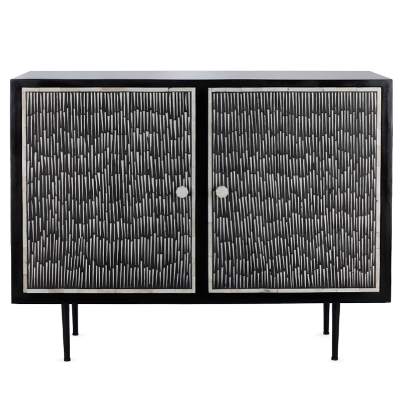 Буфет инкрустированный Inlaid Bone Black and white Белый Черный Буфет инкрустированный Inlaid Bone Black and white Белый Черный в Липецке | Loft Concept
