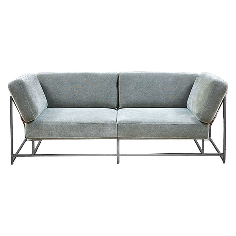 Двухместный диван Two Seat Sofa серо-голубой велюр Серо-голубой Серый Двухместный диван Two Seat Sofa серо-голубой велюр Серо-голубой Серый в Липецке | Loft Concept