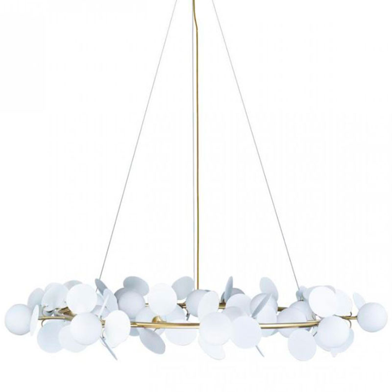Люстра MATISSE Chandelier White диаметр 130 Белый Золотой Люстра MATISSE Chandelier White диаметр 130 Белый Золотой в Липецке | Loft Concept