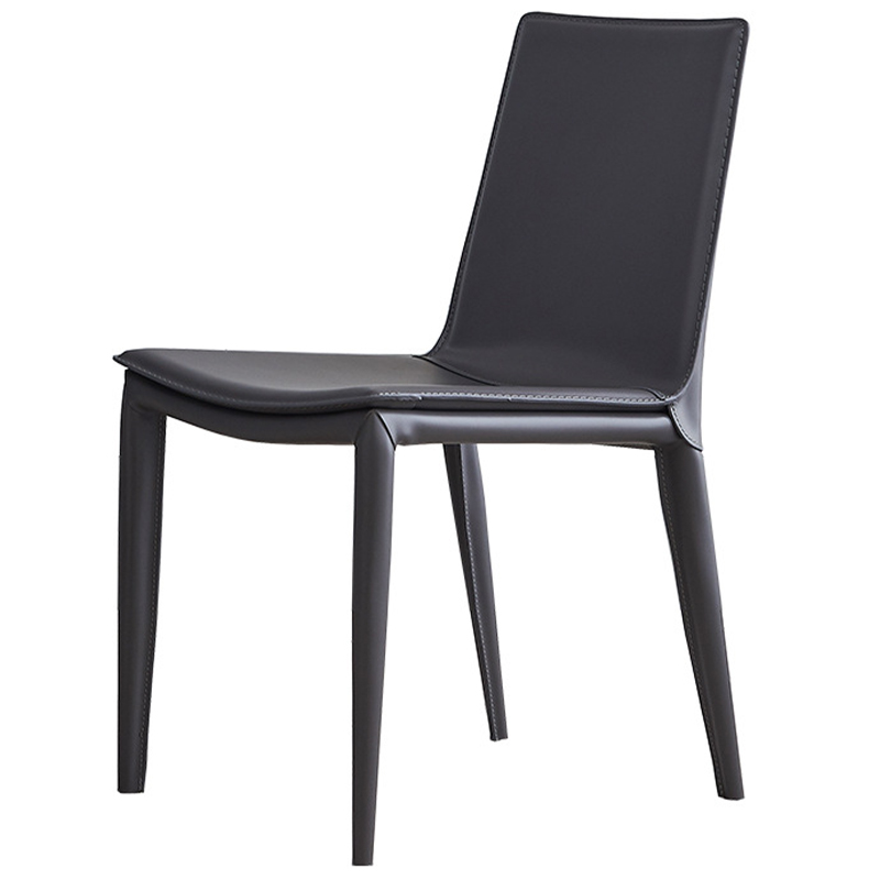 Стул с кожаной обивкой Elbert Chair Grey Серый Серый Стул с кожаной обивкой Elbert Chair Grey Серый Серый в Липецке | Loft Concept