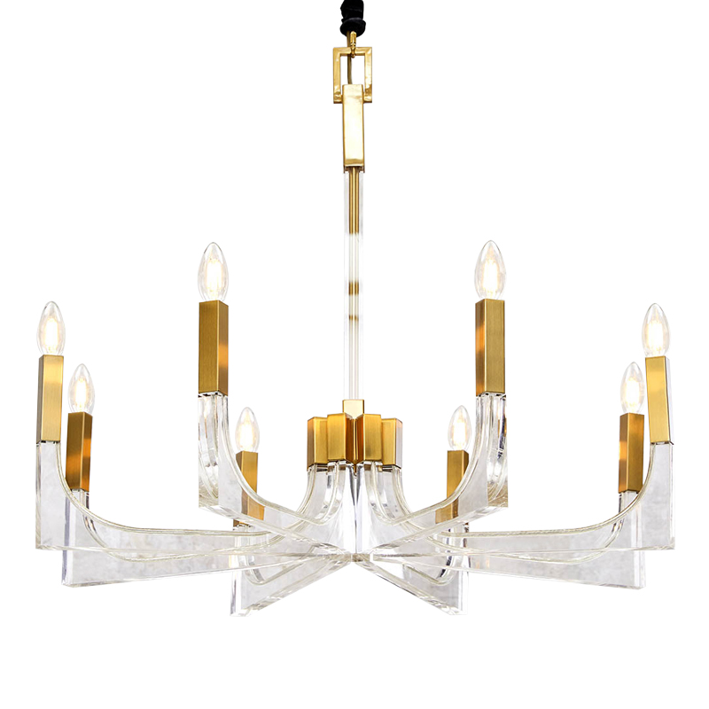 Люстра акриловая Acrylic Chandelier Золотой Прозрачный Люстра акриловая Acrylic Chandelier Золотой Прозрачный в Липецке | Loft Concept