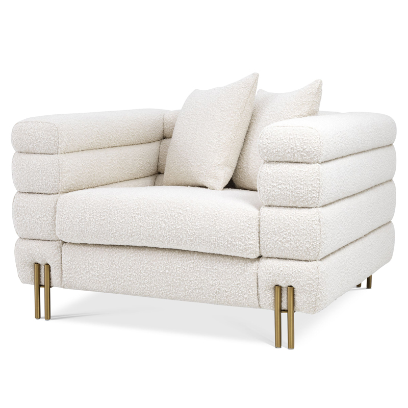Кресло Eichholtz Chair York Boucle cream Кремовый Латунь Кресло Eichholtz Chair York Boucle cream Кремовый Латунь в Липецке | Loft Concept