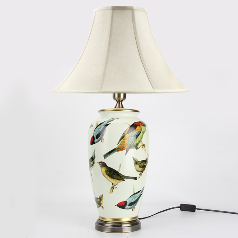 Настольная лампа Birds Blue Table lamp Белый Мульти Золотой в Липецке | Loft Concept 