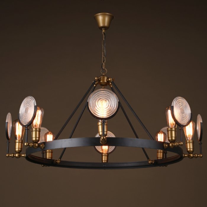 Люстра GASLIGHT LENS Chandelier 8 Черный Люстра GASLIGHT LENS Chandelier 8 Черный в Липецке | Loft Concept