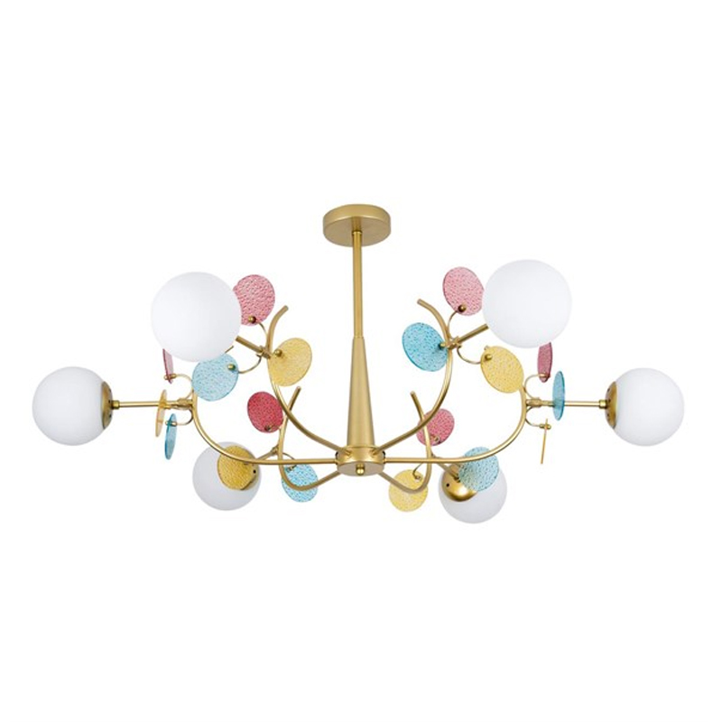 Люстра для низкого потолка MATISSE Multi glass 6 плафонов Золотой Латунь Люстра для низкого потолка MATISSE Multi glass 6 плафонов Золотой Латунь в Липецке | Loft Concept
