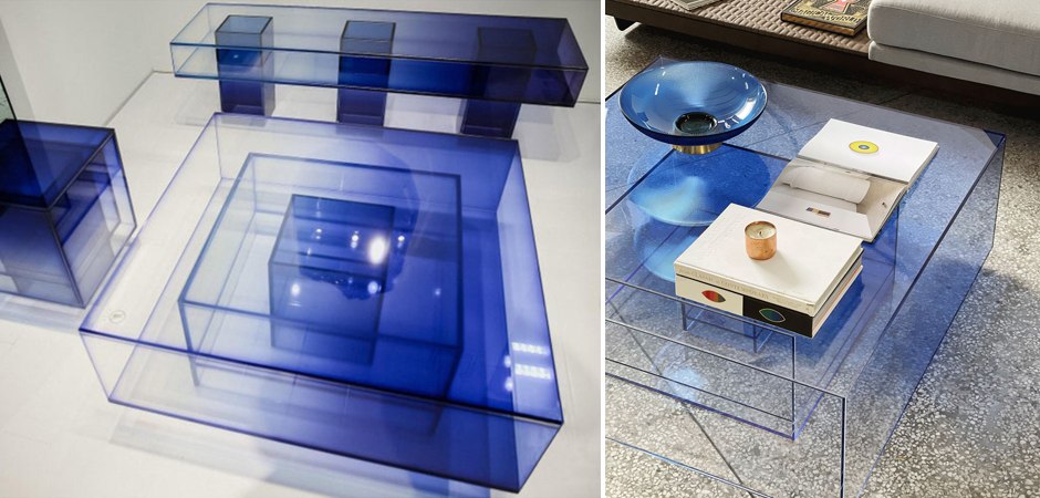 Кофейный Стол Null Blue Glass Clear Transition Color Coffee Table by Studio Buzao Customizable Кофейный Стол Null Blue Glass Clear Transition Color Coffee Table by Studio Buzao Customizable - Loft-Concept в Липецке