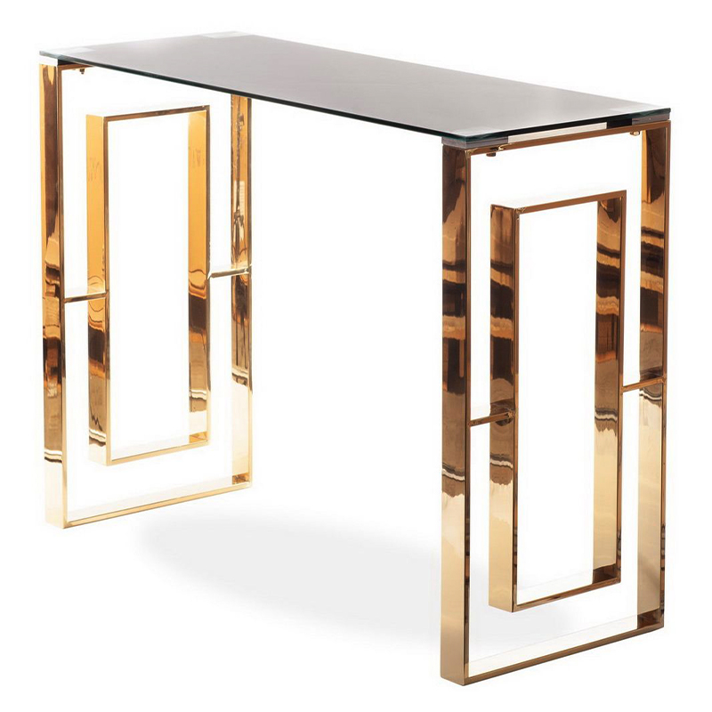 Консоль Milan II Console Золотой Прозрачное Стекло Консоль Milan II Console Золотой Прозрачное Стекло в Липецке | Loft Concept