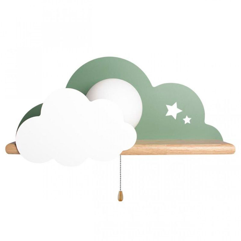 Бра с полкой зелёное Облако Wall Lamp Green Cloud Зеленый Древесина Бра с полкой зелёное Облако Wall Lamp Green Cloud Зеленый Древесина в Липецке | Loft Concept