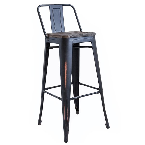 Барный стул Tolix Bar Stool Wood Черный матовый Барный стул Tolix Bar Stool Wood Черный матовый в Липецке | Loft Concept