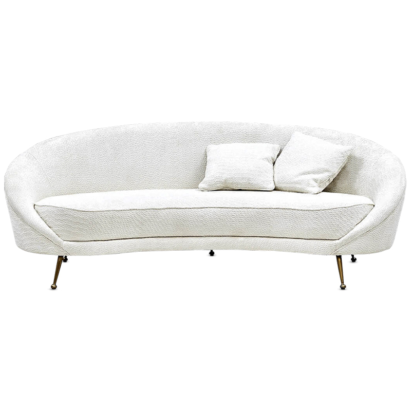 Диван с обивкой из ткани букле Manuel Sofa Белый Белый Латунь Диван с обивкой из ткани букле Manuel Sofa Белый Белый Латунь в Липецке | Loft Concept