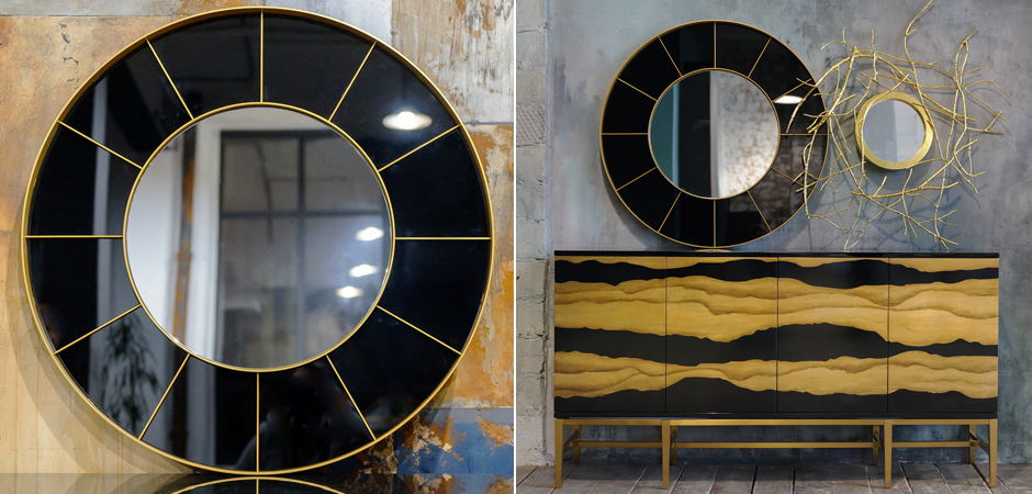 Зеркало Sectors Circle Mirror black Зеркало Sectors Circle Mirror black - Loft-Concept в Липецке