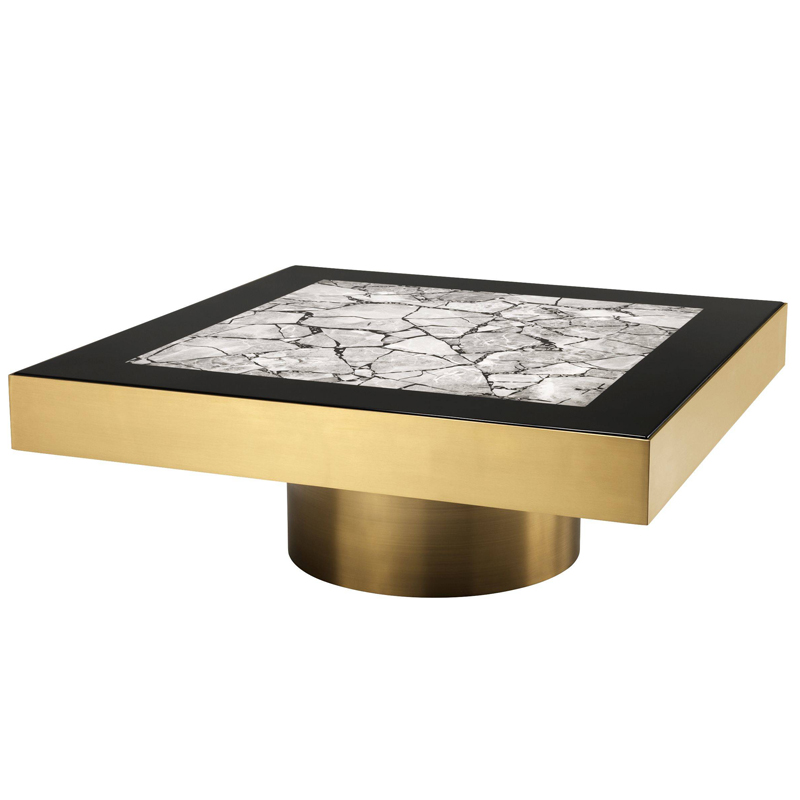 Кофейный стол Eichholtz Coffee Table Tatler Матовая латунь Черный Серый в Липецке | Loft Concept 