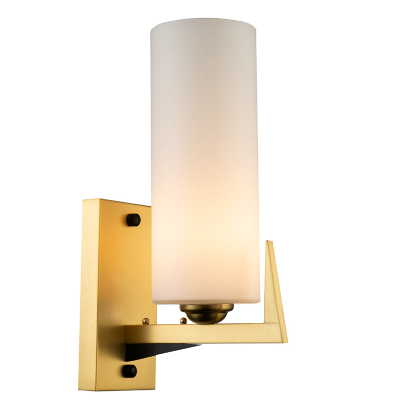 Бра Benoit Sconce Латунь Белое матовое стекло Черный Бра Benoit Sconce Латунь Белое матовое стекло Черный в Липецке | Loft Concept