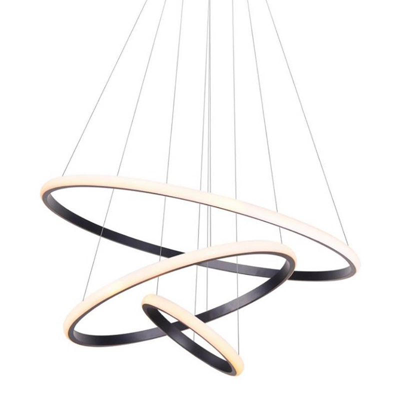 Люстра Ring Horizontal Trio black 60+40+20 Черный Белый Люстра Ring Horizontal Trio black 60+40+20 Черный Белый в Липецке | Loft Concept