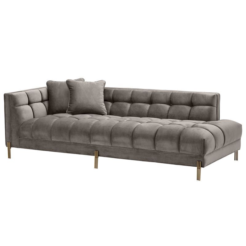 Кушетка Eichholtz Lounge Sofa Sienna Left Серый Матовая латунь в Липецке | Loft Concept 