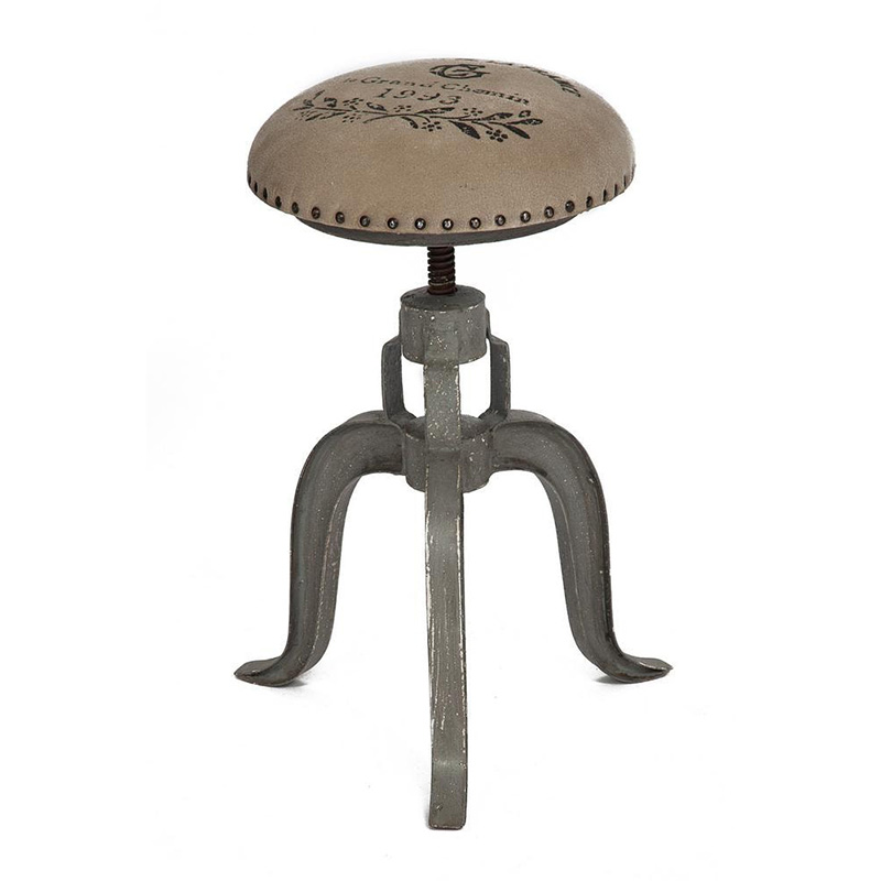 Барный стул Antique Metal Bar Stool Серый Бежево-серый Барный стул Antique Metal Bar Stool Серый Бежево-серый в Липецке | Loft Concept
