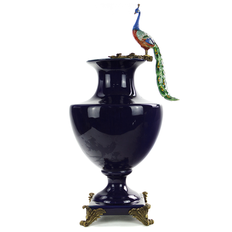 Ваза Selenia Blue Vase Peacock Темно-синий Бронза Ваза Selenia Blue Vase Peacock Темно-синий Бронза в Липецке | Loft Concept