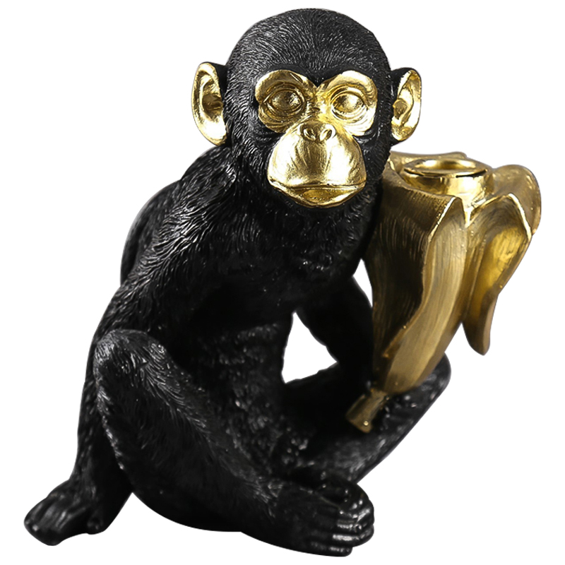 Подсвечник Black Monkey Черный Золотой Подсвечник Black Monkey Черный Золотой в Липецке | Loft Concept