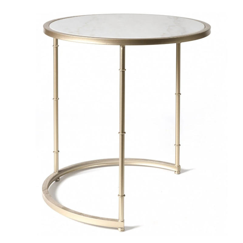 Приставной стол Marble Top Белый Мрамор Bianco матовое золото Приставной стол Marble Top Белый Мрамор Bianco матовое золото в Липецке | Loft Concept