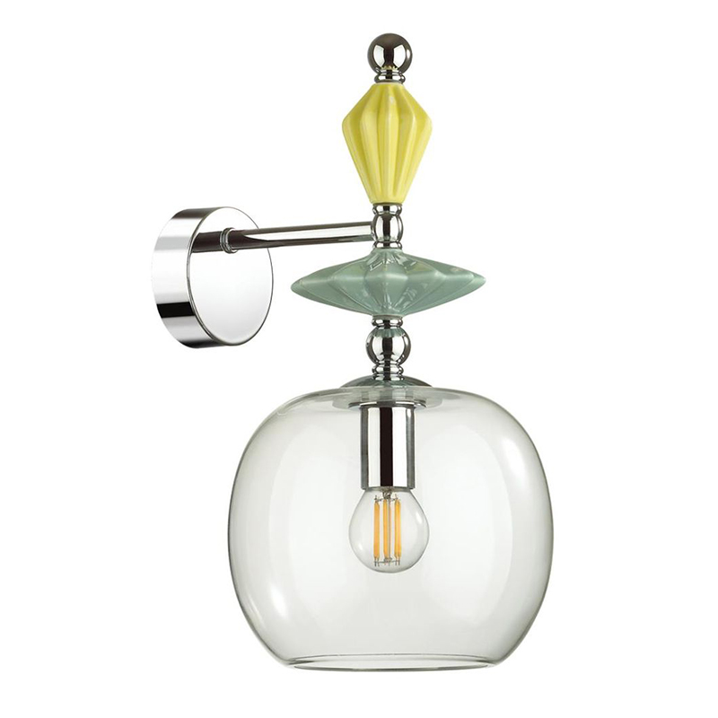 Бра Iris Glas wall lamp A chrome Прозрачное Стекло Прозрачный зеленый Желтый Хром Бра Iris Glas wall lamp A chrome Прозрачное Стекло Прозрачный зеленый Желтый Хром в Липецке | Loft Concept