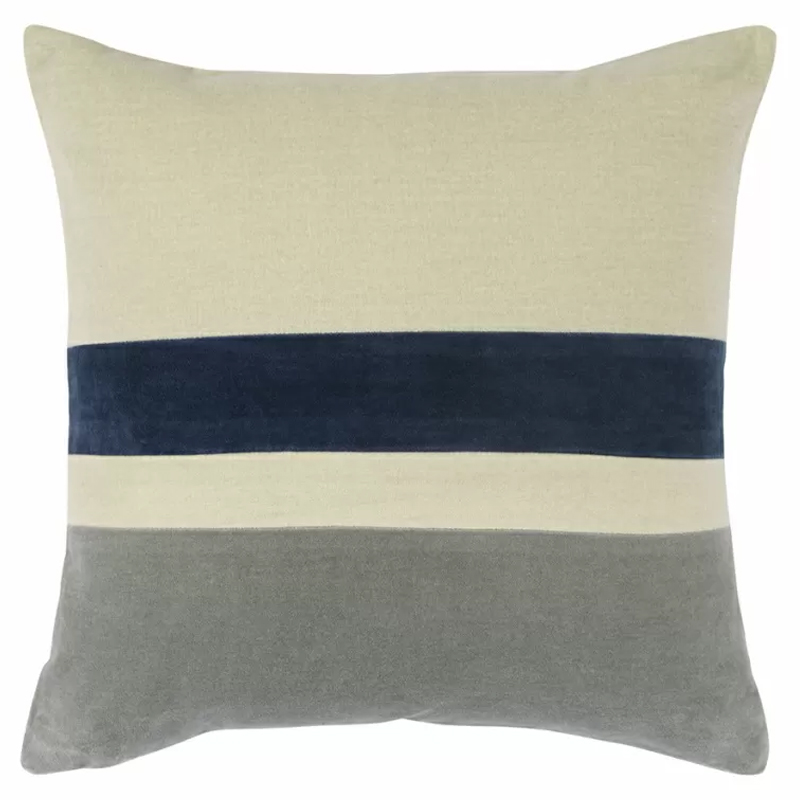 Чехол на подушку с геометрическим рисунком Elan Stripe Pillow Бежевый Темно-синий Серый Чехол на подушку с геометрическим рисунком Elan Stripe Pillow Бежевый Темно-синий Серый в Липецке | Loft Concept