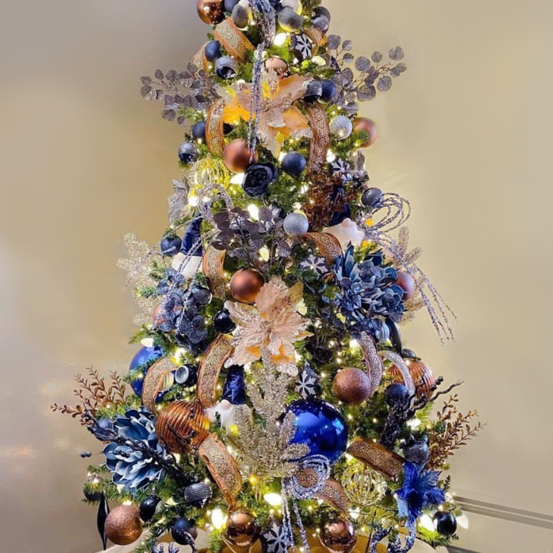 Дизайнерская Ель Синие Цветы Christmas tree Blue flowers Синий Золотой Серебряный Дизайнерская Ель Синие Цветы Christmas tree Blue flowers Синий Золотой Серебряный в Липецке | Loft Concept