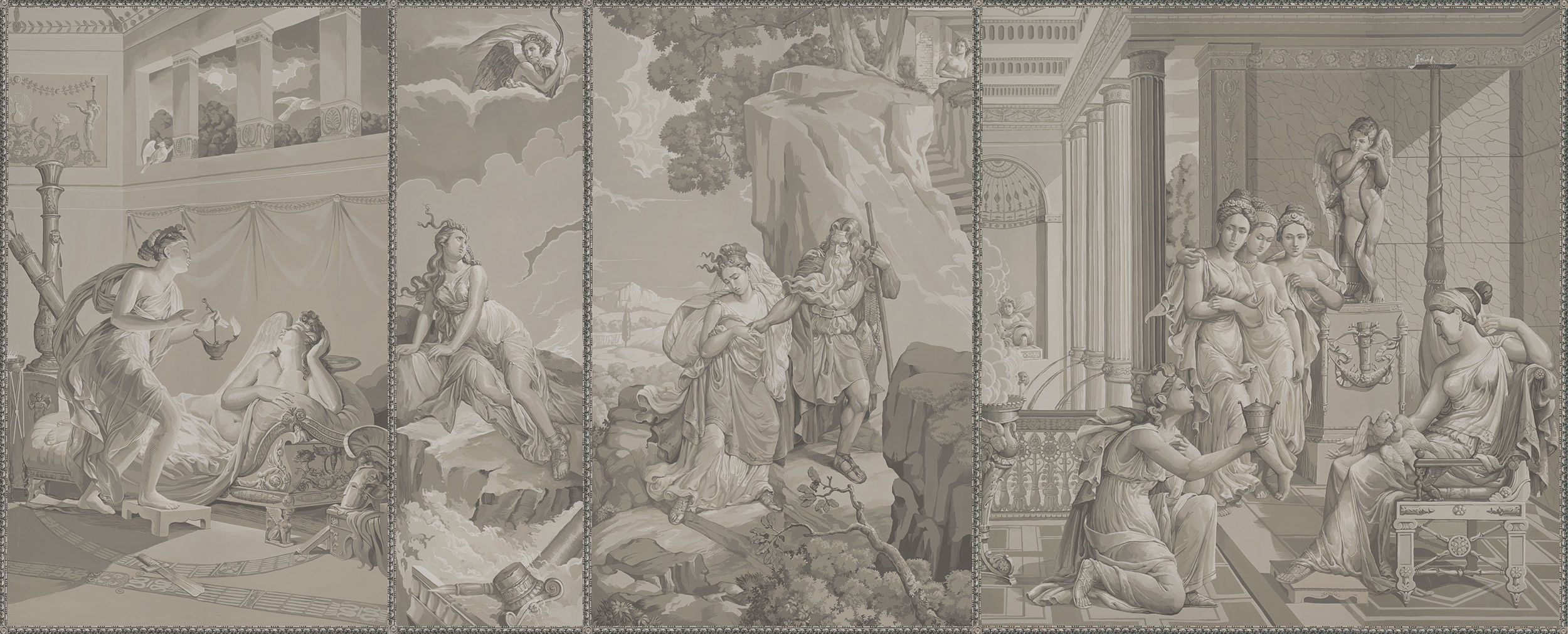 Обои ручная роспись Cupid & Psyche Terre Fonc?e on scenic paper Обои ручная роспись Cupid & Psyche Terre Fonc?e on scenic paper - постер Loft-Concept в Липецке