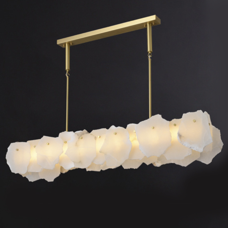 Люстра Lucretia Marble Rectangular Chandelier Латунь Белый Мрамор Bianco Люстра Lucretia Marble Rectangular Chandelier Латунь Белый Мрамор Bianco в Липецке | Loft Concept