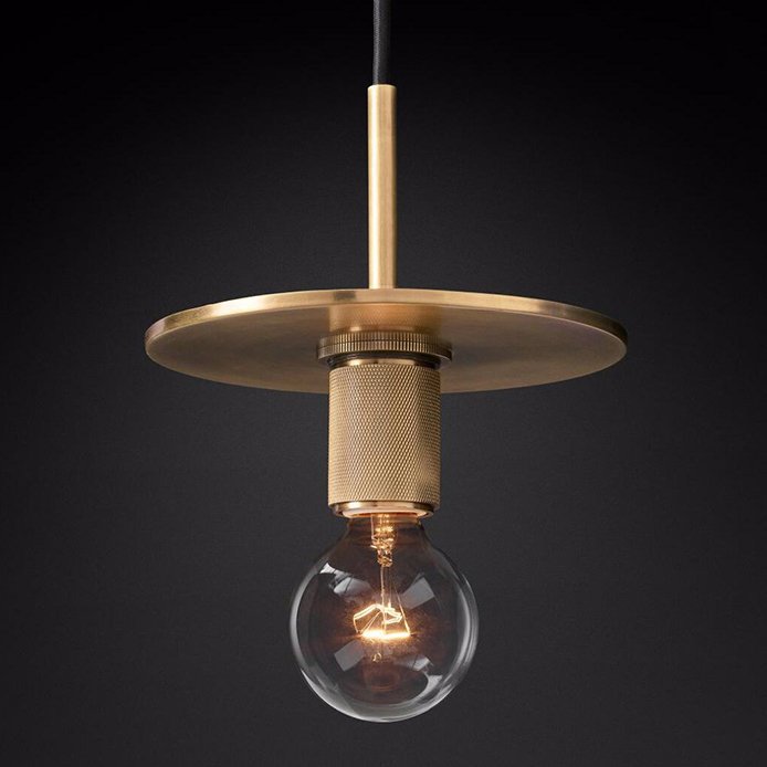 Подвесной светильник RH Utilitaire Disk Shade Pendant Brass Латунь Прозрачное Стекло Подвесной светильник RH Utilitaire Disk Shade Pendant Brass Латунь Прозрачное Стекло в Липецке | Loft Concept