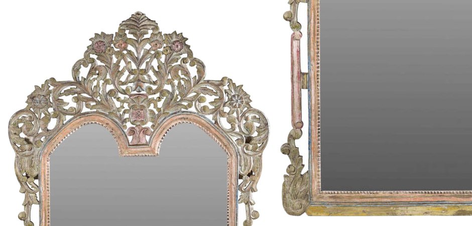 Зеркало из массива тика с растительным орнаментом Зеркало из массива тика с растительным орнаментом - Loft-Concept в Липецке