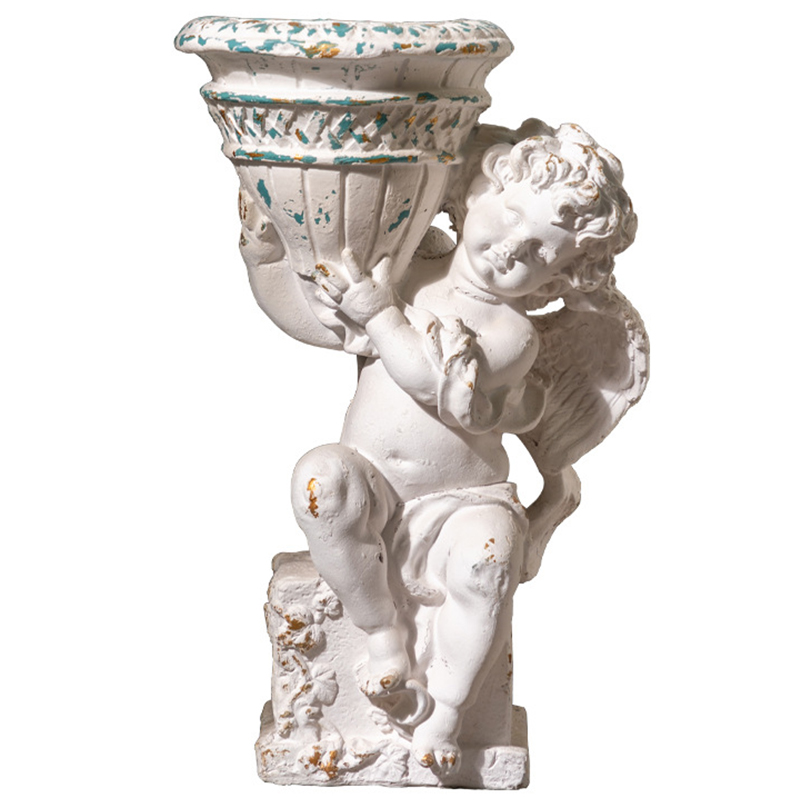 Кашпо Angel with Flowerpot Provence Белый Бирюзовый Золотой Кашпо Angel with Flowerpot Provence Белый Бирюзовый Золотой в Липецке | Loft Concept