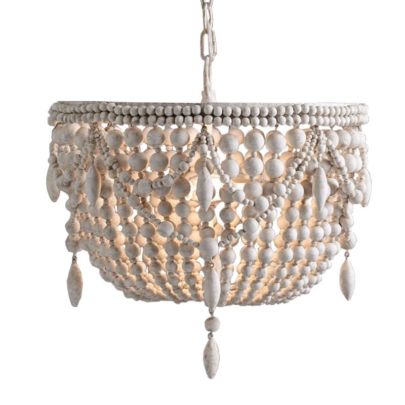 Люстра RH Anselme White Wood Weathered Chandelier Белый в Липецке | Loft Concept 