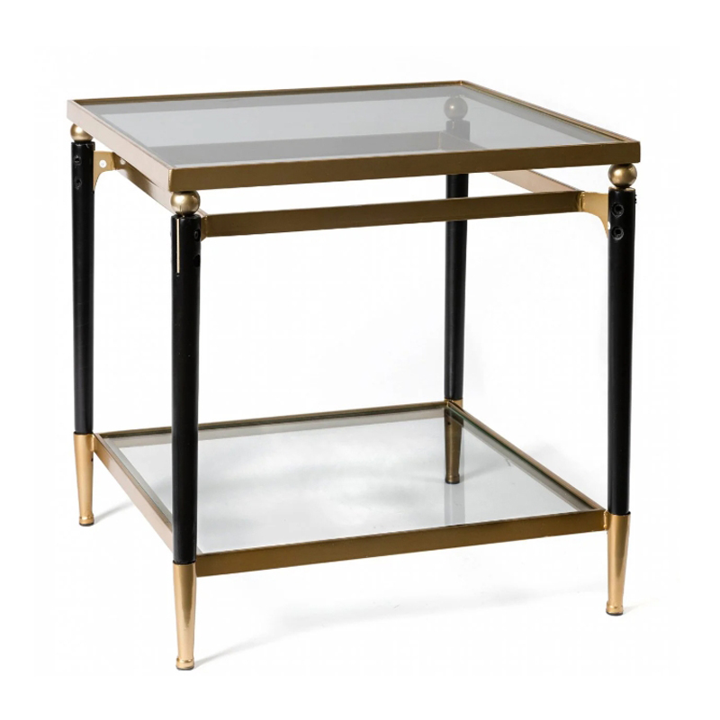Приставной столик Black & Gold Table two-tier Черный матовое золото Приставной столик Black & Gold Table two-tier Черный матовое золото в Липецке | Loft Concept