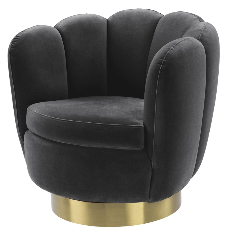 Кресло Eichholtz Swivel Chair Mirage dark grey Серый Матовая латунь в Липецке | Loft Concept 
