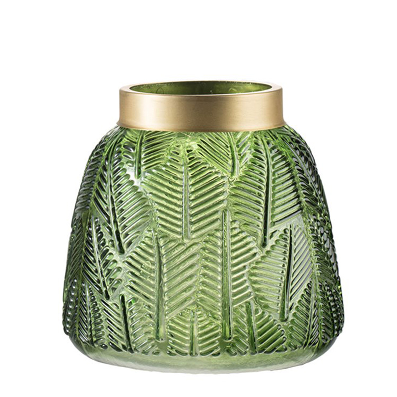 Ваза Green Vase Golden Throat Золотой Прозрачный зеленый Ваза Green Vase Golden Throat Золотой Прозрачный зеленый в Липецке | Loft Concept