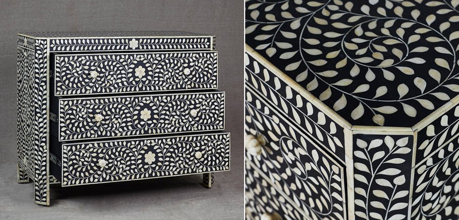 Комод с инкрустацией костью Inlaid Bone Flowers Комод с инкрустацией костью Inlaid Bone Flowers - Loft-Concept в Липецке