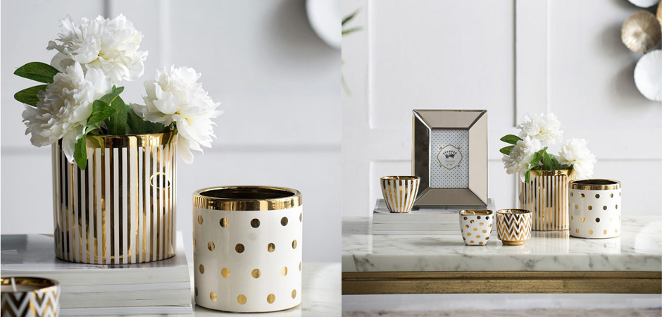 Ваза Gold & White Stripes Ваза Gold & White Stripes - Loft-Concept в Липецке