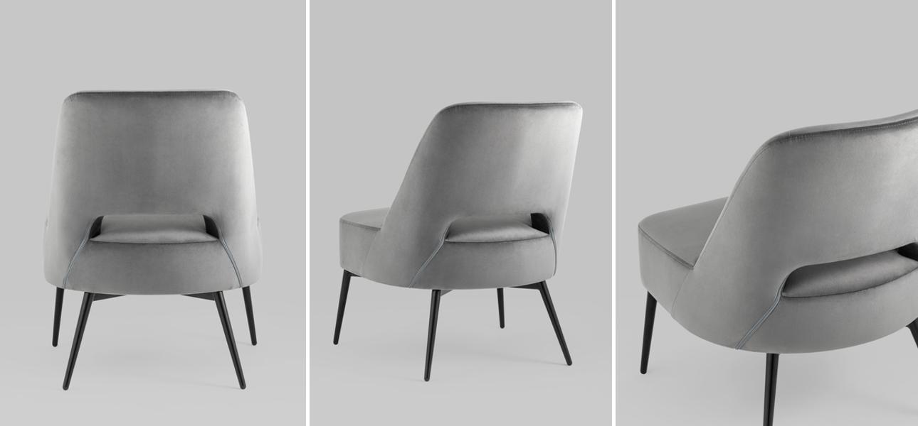 Кресло Alba серый велюр - фото №1