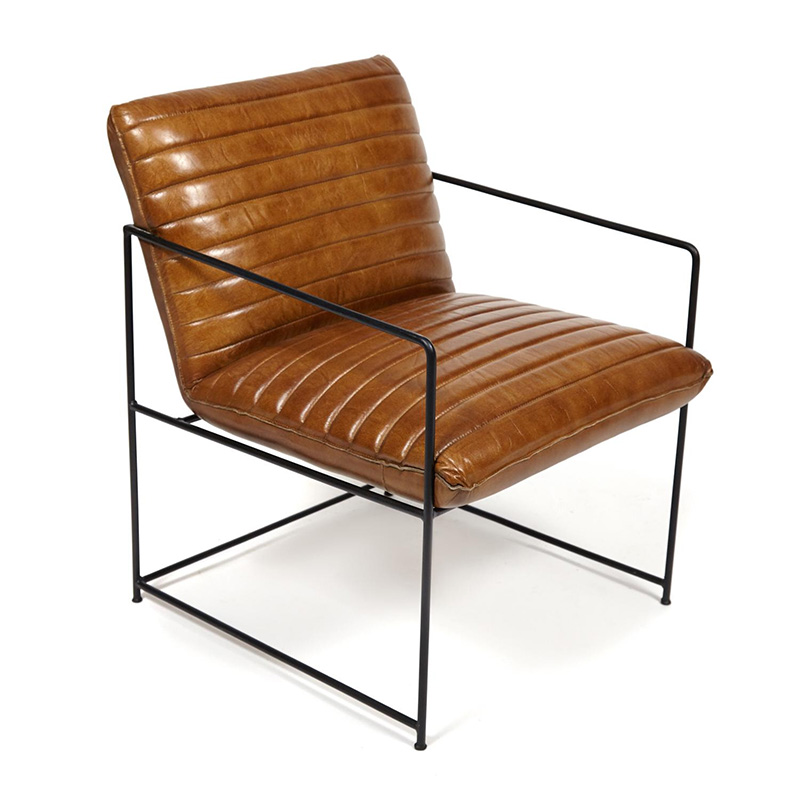 Кресло Industrial Frame buffalo leather armchair Черный Коричневый Кресло Industrial Frame buffalo leather armchair Черный Коричневый в Липецке | Loft Concept