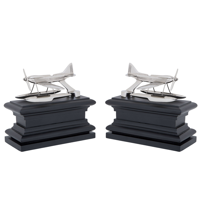 Держатель для книг Eichholtz Bookend Hydroplane set of 2 Nickel Никель Черный Держатель для книг Eichholtz Bookend Hydroplane set of 2 Nickel Никель Черный в Липецке | Loft Concept