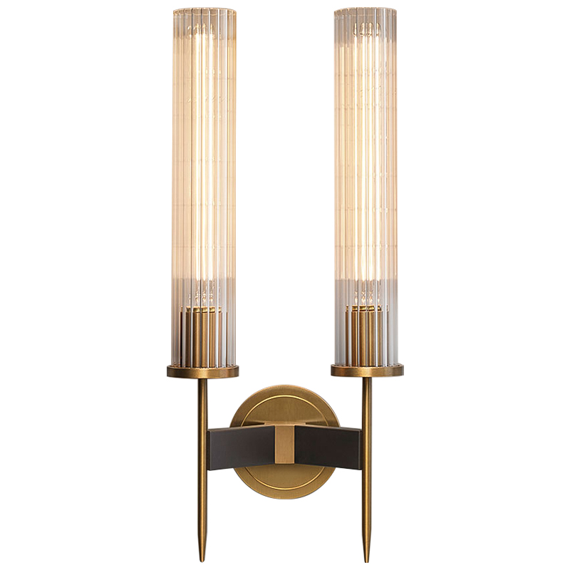 Бра Jonathan Browning ALOUETTE DOUBLE SCONCE Прозрачное Стекло Латунь Черный Бра Jonathan Browning ALOUETTE DOUBLE SCONCE Прозрачное Стекло Латунь Черный в Липецке | Loft Concept
