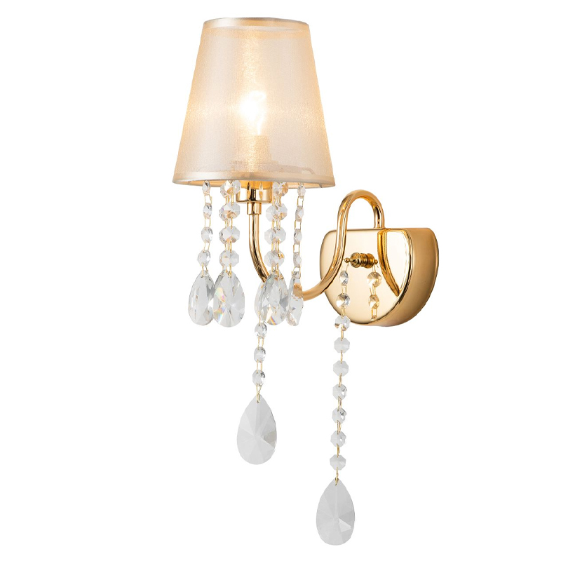 Бра золотого цвета с хрустальным декором Dainty Light Золотой Янтарный в Липецке | Loft Concept 