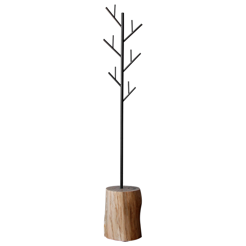 Вешалка Metal Branches and Stump Floor Hanger Black Черный Светлый дуб Вешалка Metal Branches and Stump Floor Hanger Black Черный Светлый дуб в Липецке | Loft Concept
