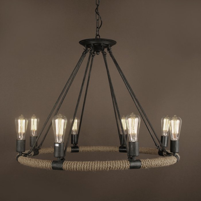 Люстра Round Tube Loft Rope Light Черный Люстра Round Tube Loft Rope Light Черный в Липецке | Loft Concept