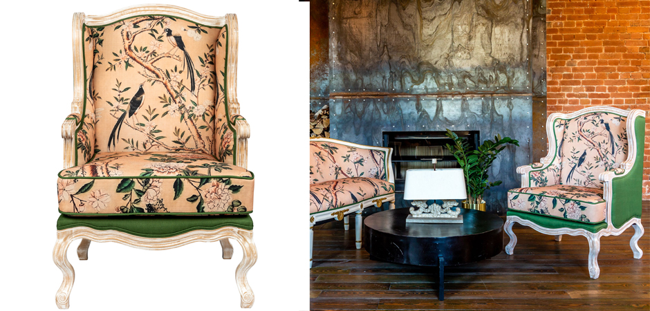 Кресло Beige and Green Chinoiserie Armchair Кресло Beige and Green Chinoiserie Armchair - Loft-Concept в Липецке