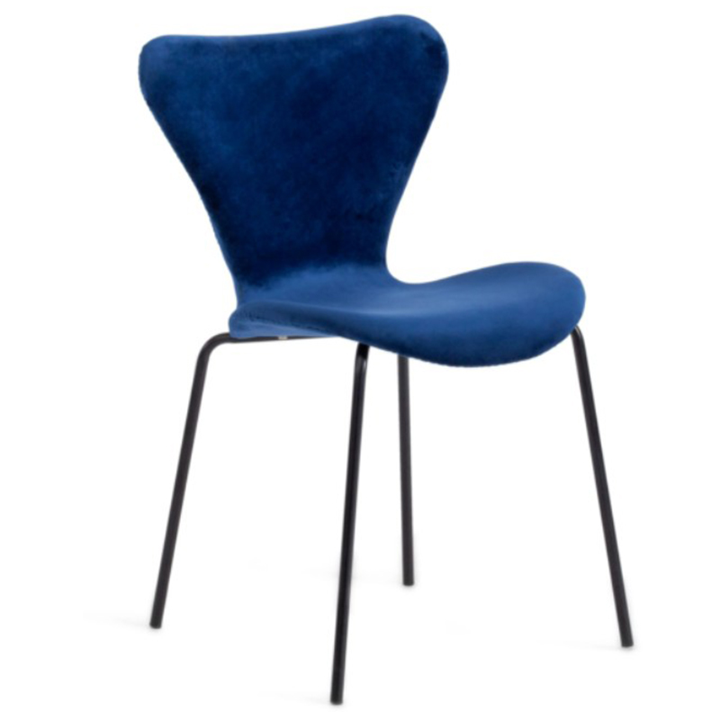 Стул Julissa Blue Chair флок Синий Черный Стул Julissa Blue Chair флок Синий Черный в Липецке | Loft Concept