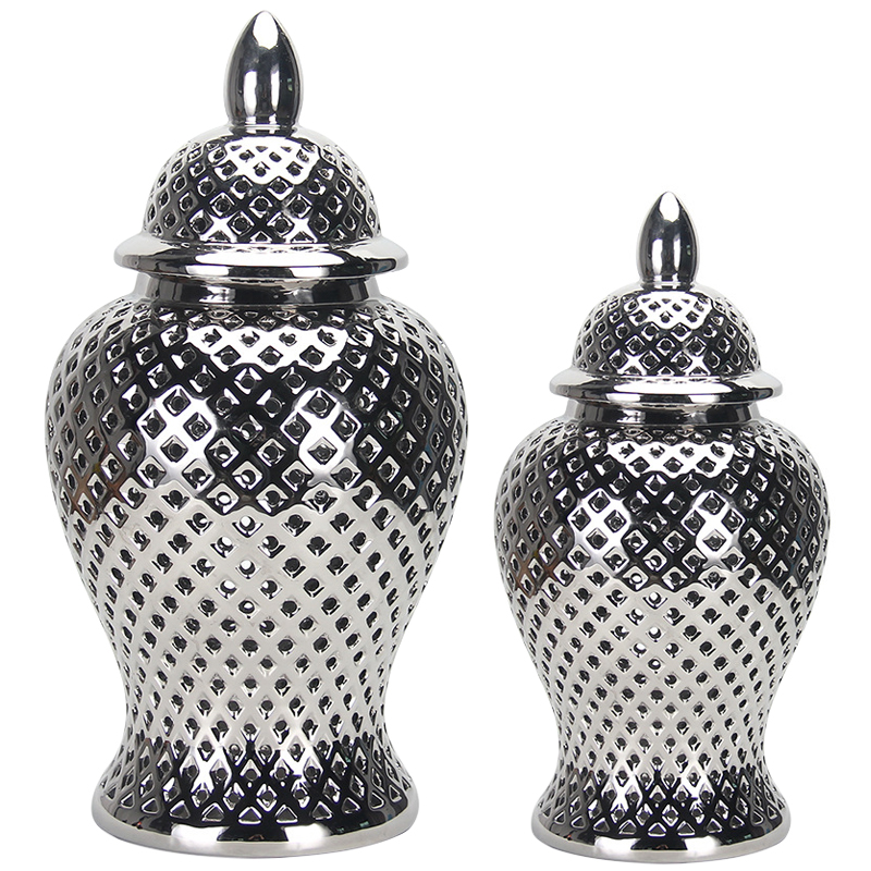 Ваза с крышкой Ceramic Silver Vase Серебряный Ваза с крышкой Ceramic Silver Vase Серебряный в Липецке | Loft Concept